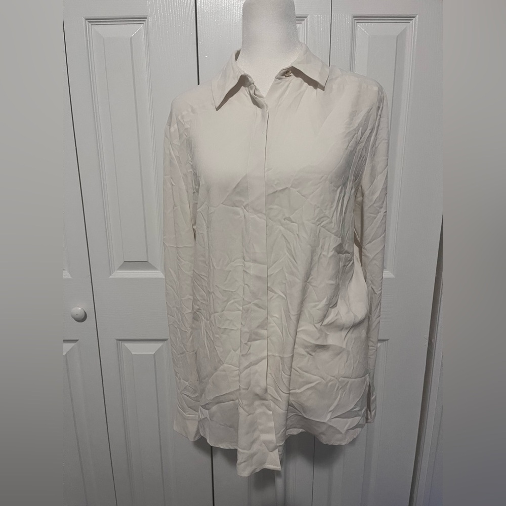 MM Lafleur Button Up Blouse Cream Size 4